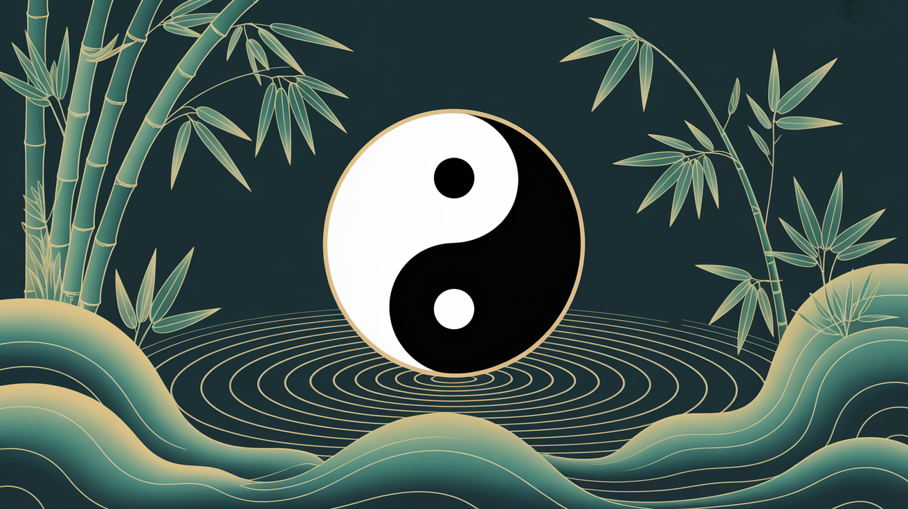 Adaptation and resilience through Eastern philosophy - bamboo bending in wind, yin-yang with flowing water